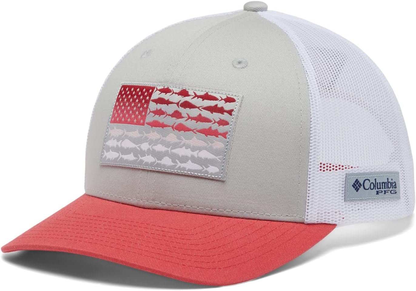 Cool Grey/White/Red Hibiscus