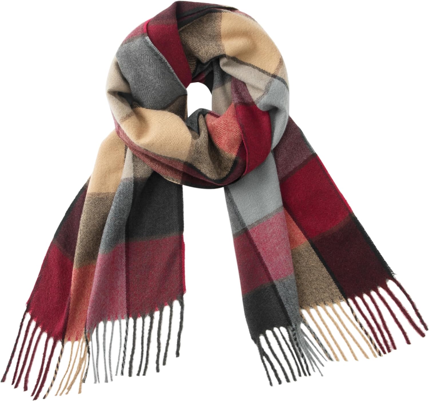 Burgundy Camel Grey Plaid