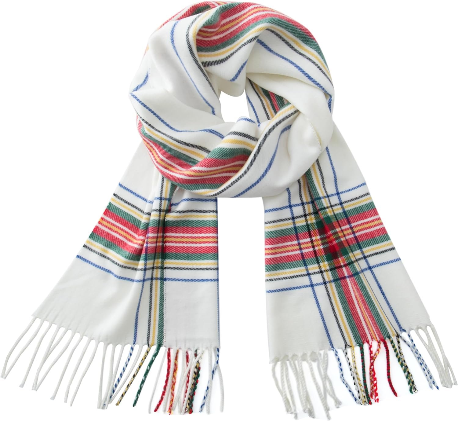 Stewart White Black Green Red Tartan