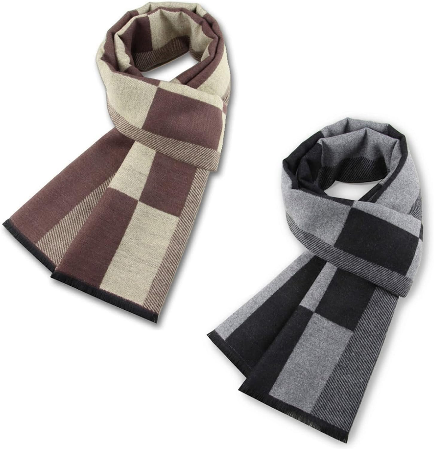 Rectangles Border / Kakhi + Grey